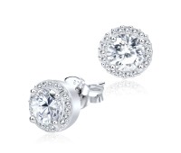 Perfect Roundy CZ Silver Ear Stud STS-3274